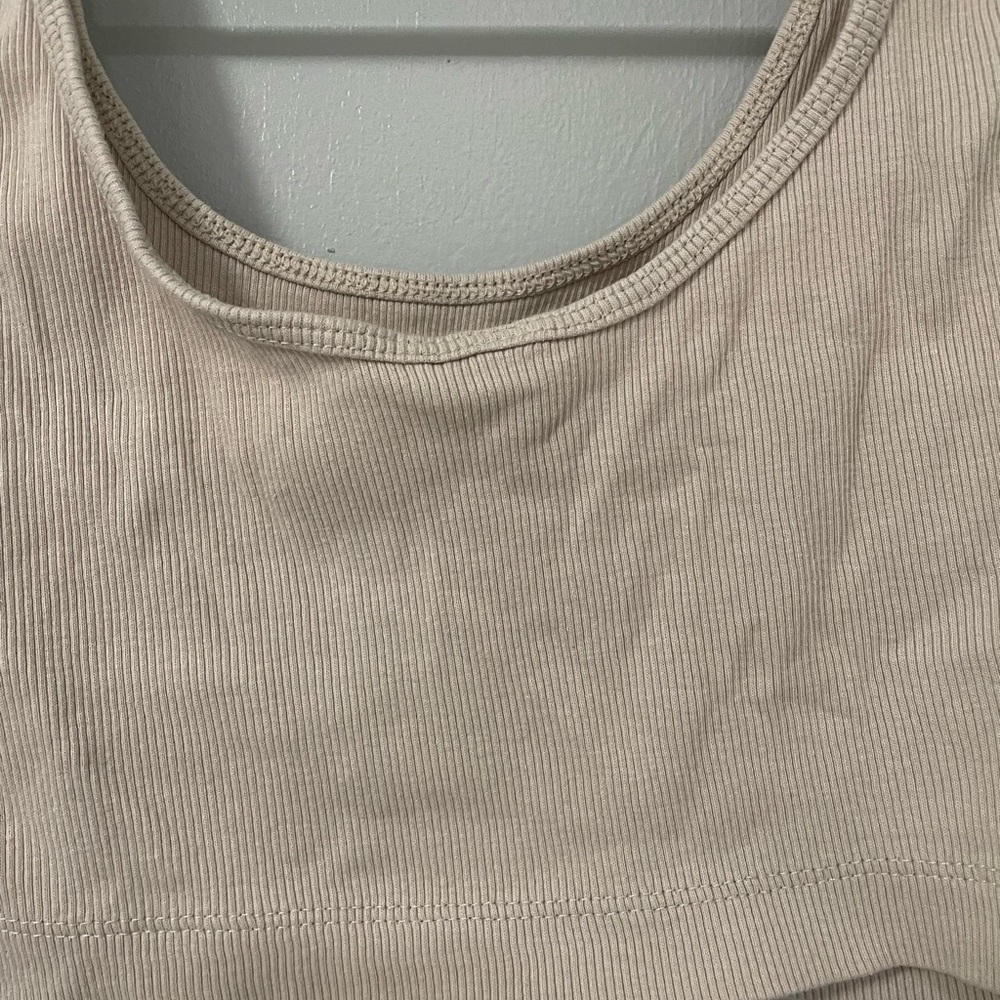 Beige Ribbed Crop Top - Picture 2 of 2